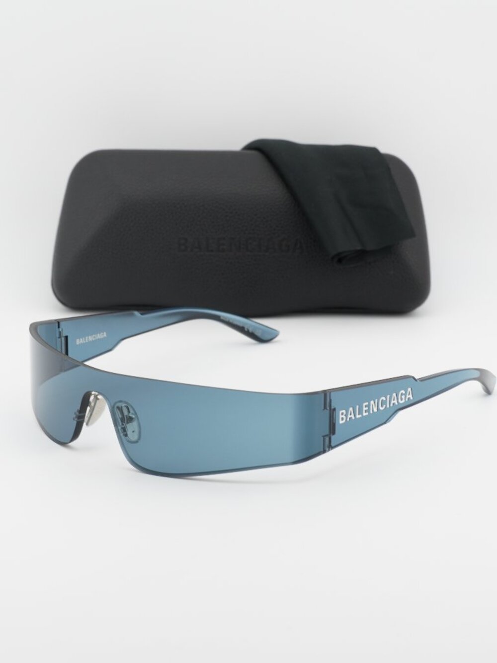 Balenciaga BB0041S 014 Shield Unisex Wrap-Around Sunglasses - Blue